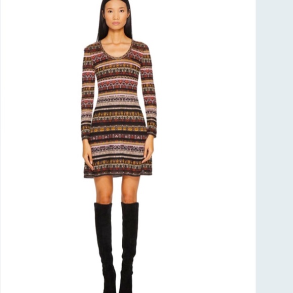 M Missoni Metallic Patterned Fit-&-Flare Long Sleeve Dress - Picture 11 of 14